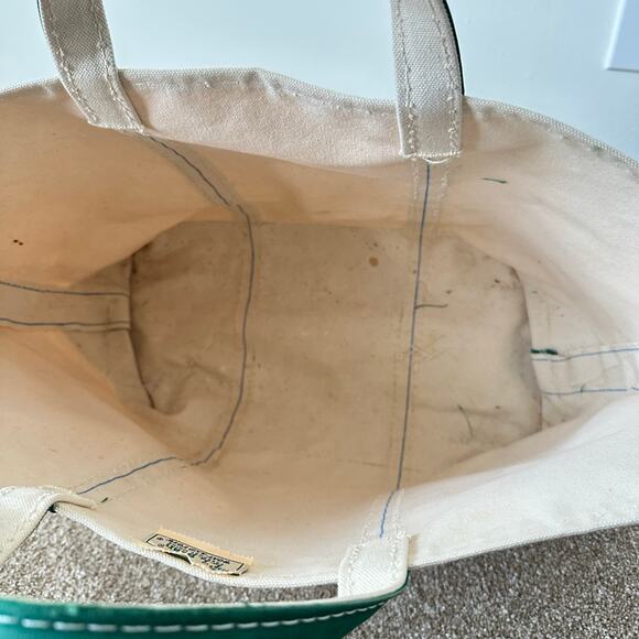 L.L.Bean Boat And Tote Vintage 1980s Green And Cream Canvas Bag - Picture 4 of 5